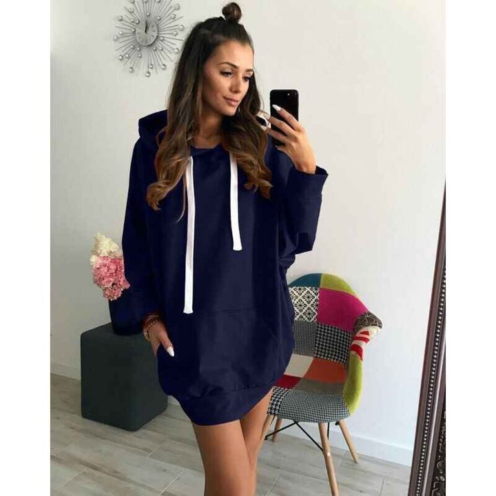 Damen Hoodie-Kleid mit praktischer Kapuze und seitlichen Taschen Drune