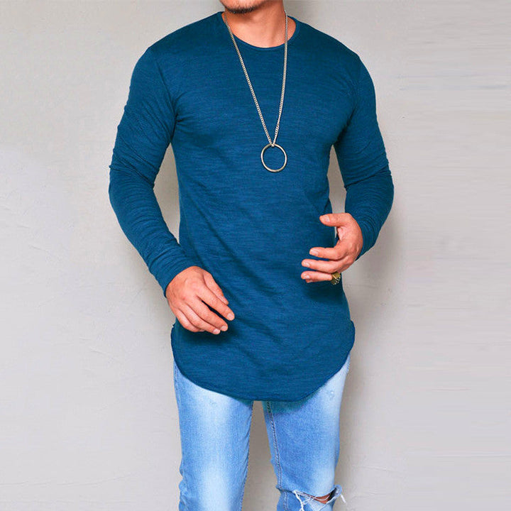Drune | Langarm T Shirt Slim Passform Rundhals Weiche Atmungsaktive Baumwollmischung