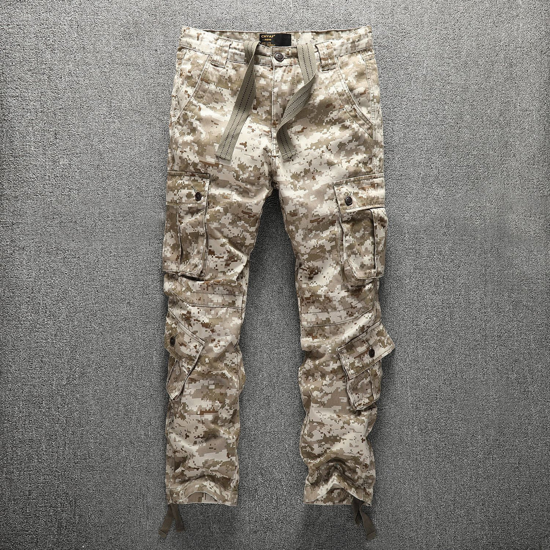 Herren Taktische Cargohose im Digital-Camouflage mit Tunnelzugbund und Mehrfach-Taschen Drune