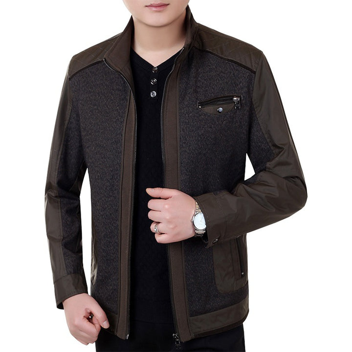 Herren Cityjacke im Materialmix mit Stehkragen und Brust-Reißverschluss Drune