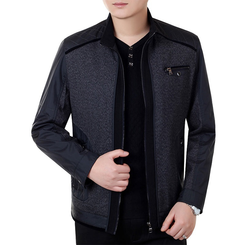 Herren Cityjacke im Materialmix mit Stehkragen und Brust-Reißverschluss Drune