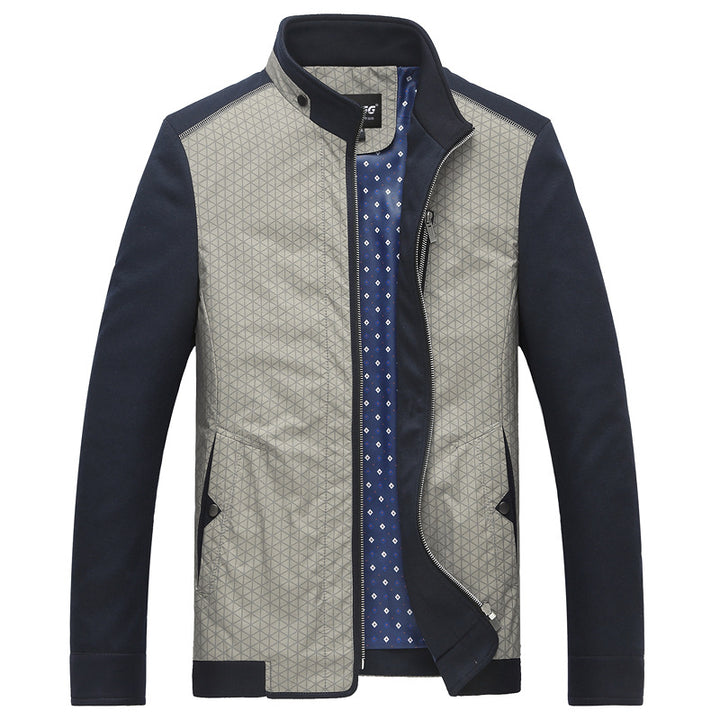 Herren Hybrid-Übergangsjacke mit gesteppter Front, Jersey-Ärmeln und Stehkragen Drune
