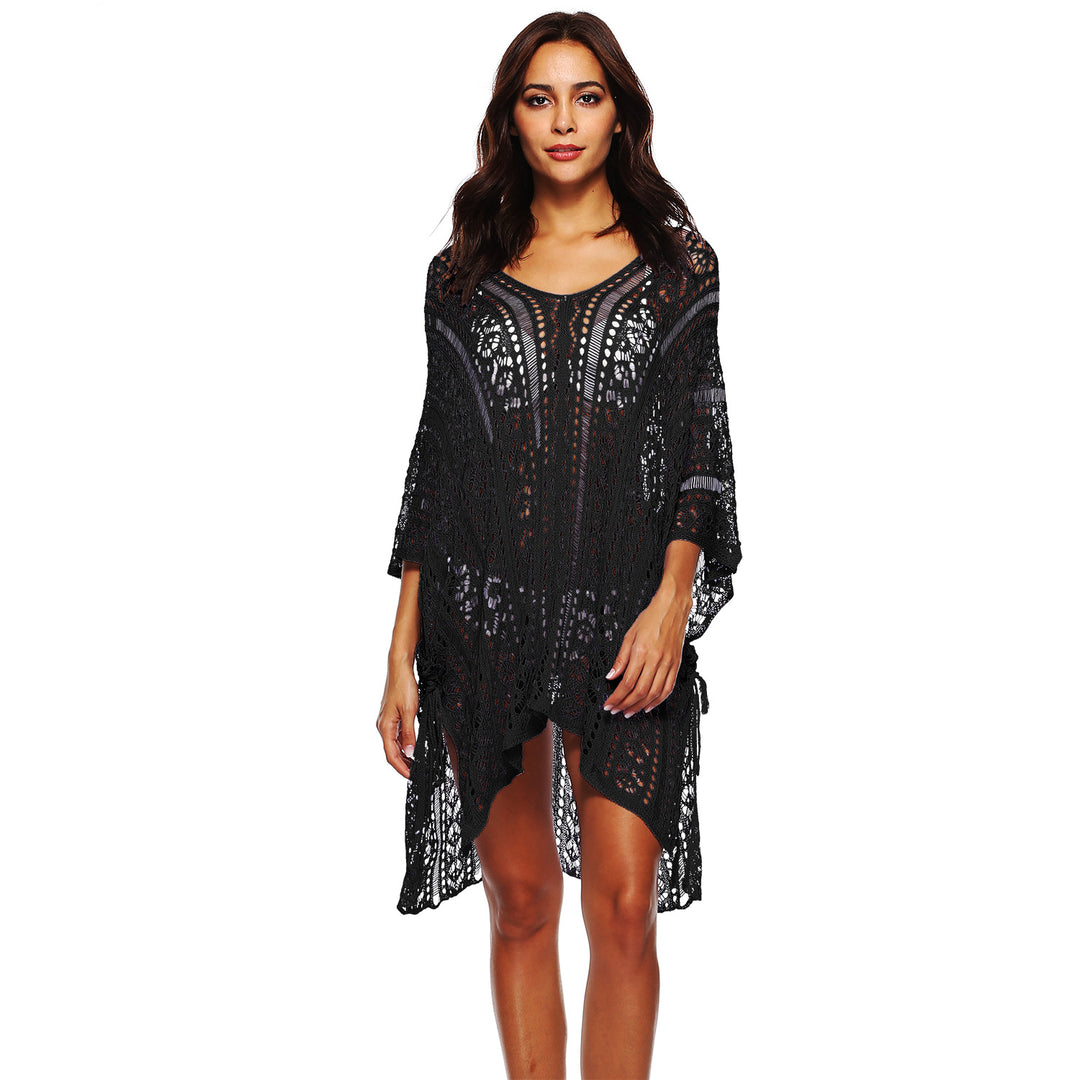 Damen Häkel-Strandtunika mit elegantem Schnitt und durchbrochenen Details Drune