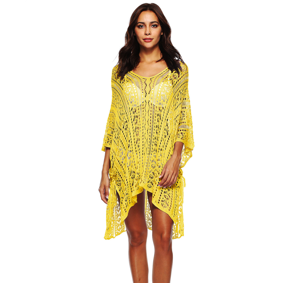 Damen Häkel-Strandtunika mit elegantem Schnitt und durchbrochenen Details Drune