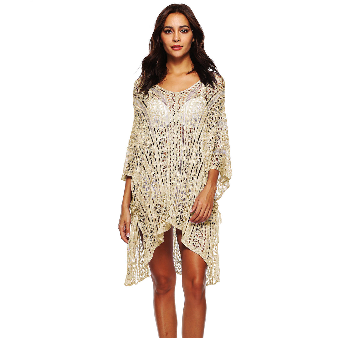 Damen Häkel-Strandtunika mit elegantem Schnitt und durchbrochenen Details Drune