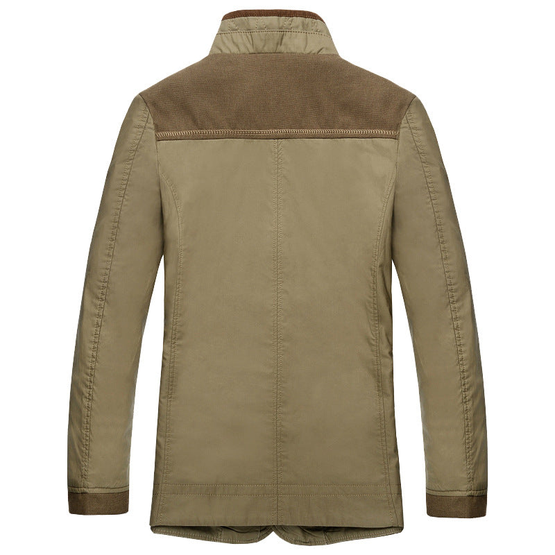 Herren Übergangsjacke im Fieldcoat-Stil mit Stehkragen und kariertem Innenfutter Drune