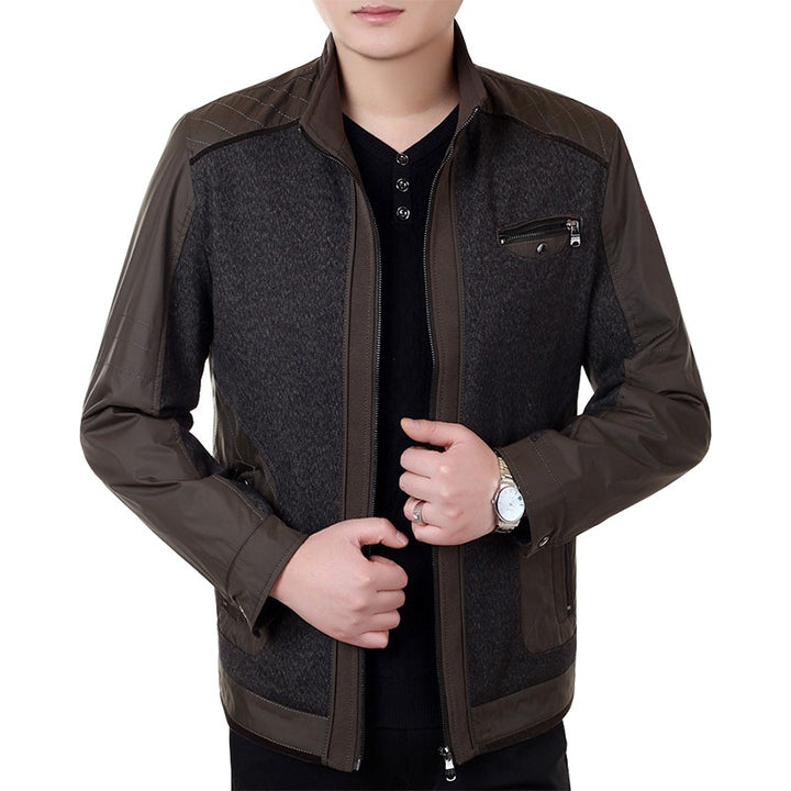 Herren Cityjacke im Materialmix mit Stehkragen und Brust-Reißverschluss Drune
