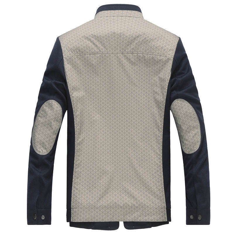 Herren Hybrid-Übergangsjacke mit gesteppter Front, Jersey-Ärmeln und Stehkragen Drune