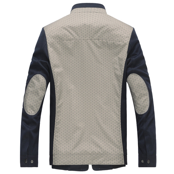 Herren Hybrid-Übergangsjacke mit gesteppter Front, Jersey-Ärmeln und Stehkragen Drune