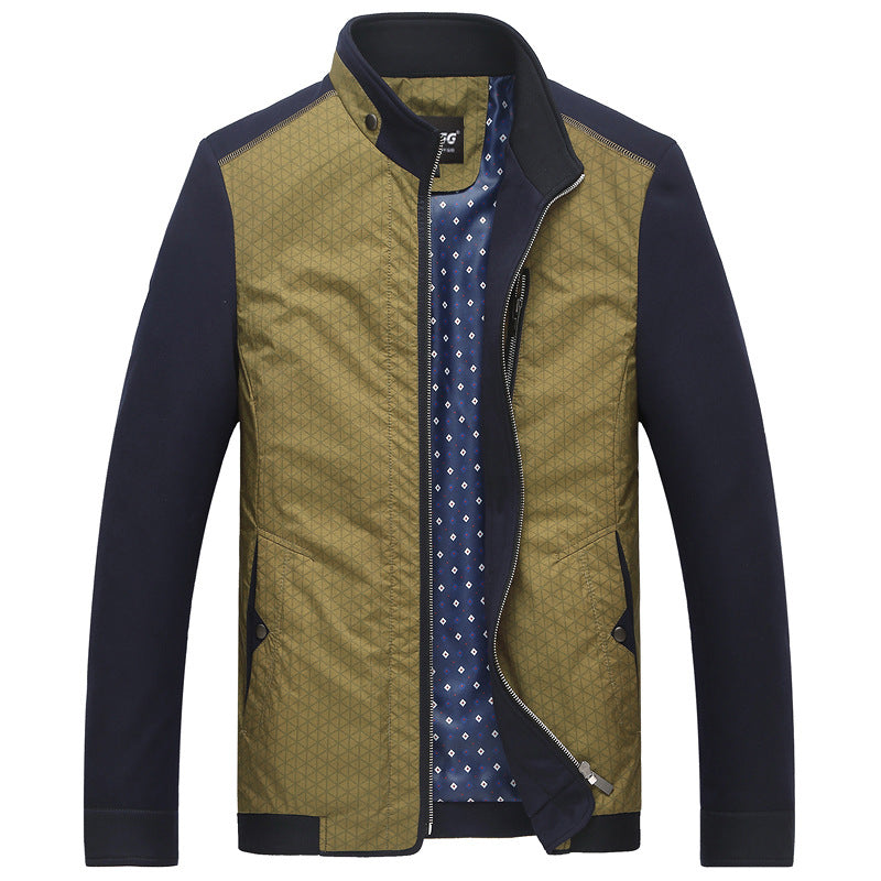 Herren Hybrid-Übergangsjacke mit gesteppter Front, Jersey-Ärmeln und Stehkragen Drune