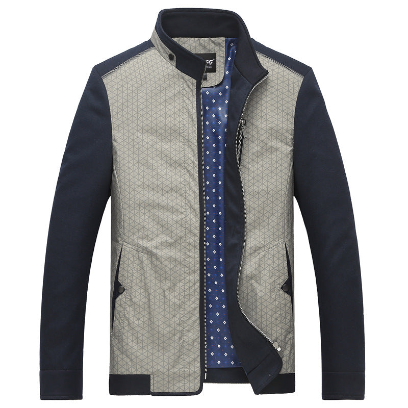 Herren Hybrid-Übergangsjacke mit gesteppter Front, Jersey-Ärmeln und Stehkragen Drune