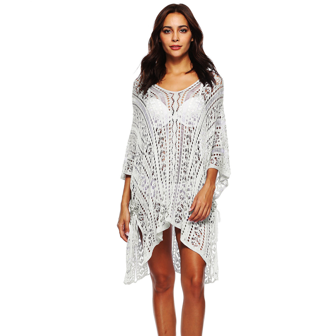 Damen Häkel-Strandtunika mit elegantem Schnitt und durchbrochenen Details Drune