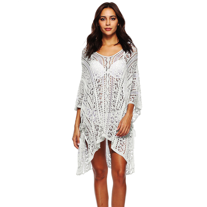 Damen Häkel-Strandtunika mit elegantem Schnitt und durchbrochenen Details Drune