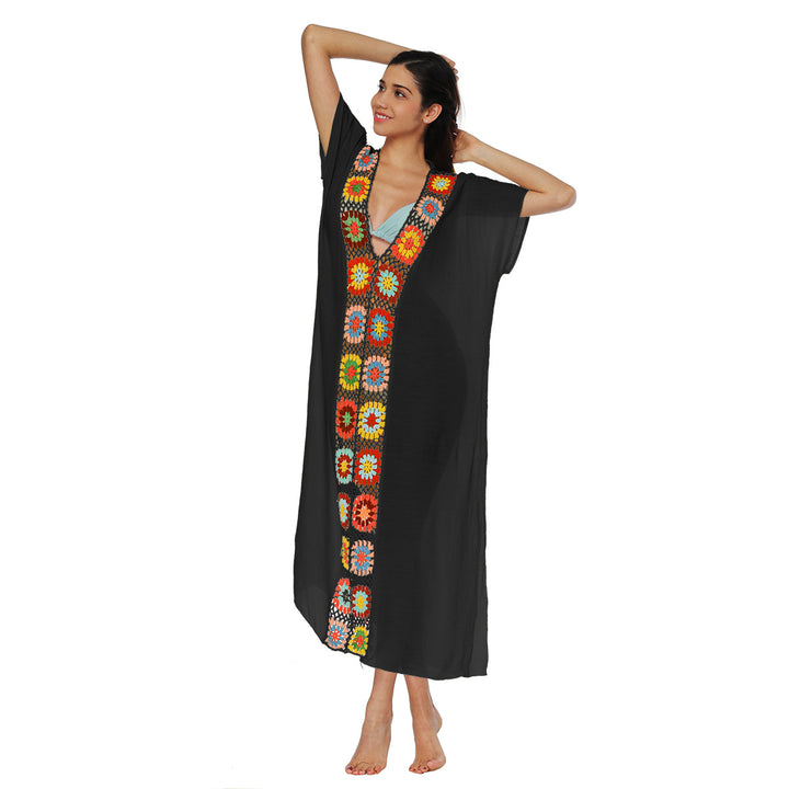 Damen Häkel-Strandkleid mit buntem Blumendesign Drune