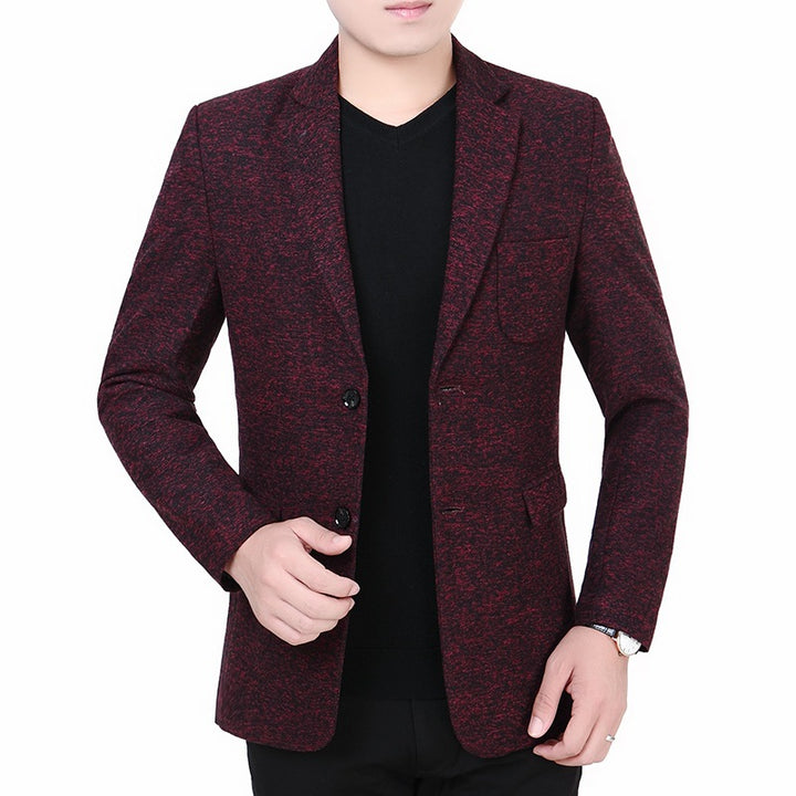 Herren Melierter Jersey-Blazer mit leichter Struktur und Zwei-Knopf-Silhouette Drune