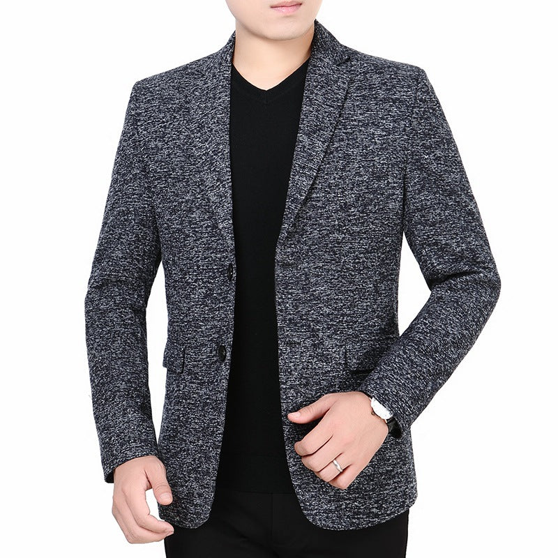 Herren Melierter Jersey-Blazer mit leichter Struktur und Zwei-Knopf-Silhouette Drune