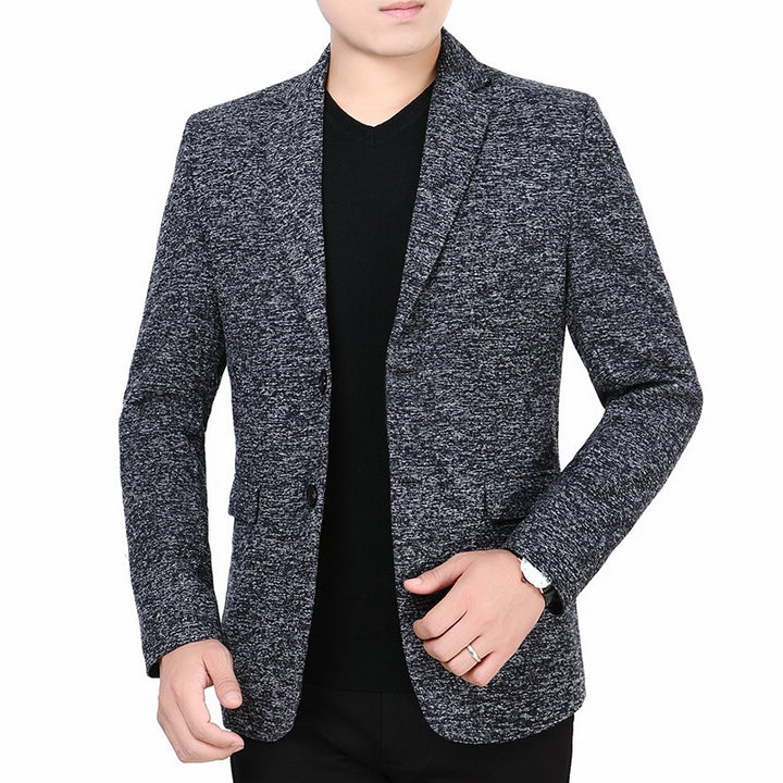 Herren Melierter Jersey-Blazer mit leichter Struktur und Zwei-Knopf-Silhouette Drune