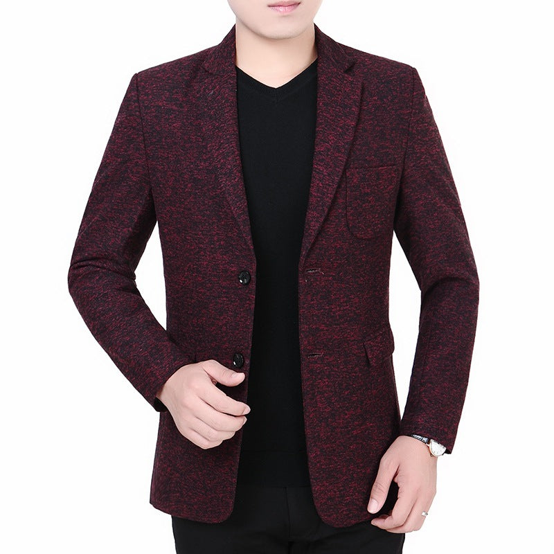 Herren Melierter Jersey-Blazer mit leichter Struktur und Zwei-Knopf-Silhouette Drune