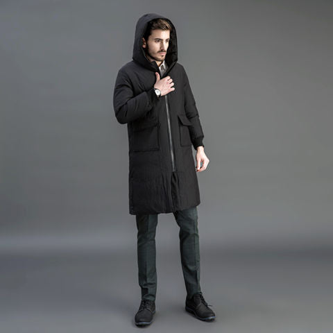 Herren Gefütterter Funktions-Parka mit Kapuze und knieumspielender Steppfüllung Drune