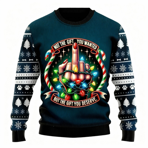 Drune | Farbiger Muster Druck - Vintage Weihnachtsikone Hässlicher Sweater