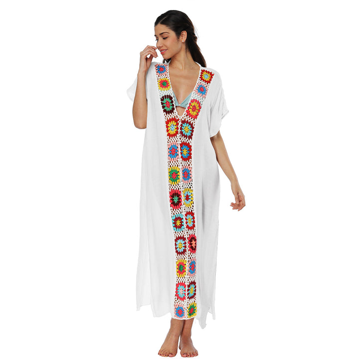 Damen Häkel-Strandkleid mit buntem Blumendesign Drune
