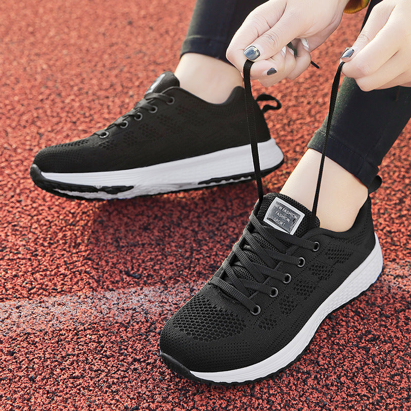 Damen nan leichtgewichtiger Strick-Freizeitsneaker mit Wabenperforation, schockabsorbierender Schaumsohle und gepolstertem Fersenkragen Drune