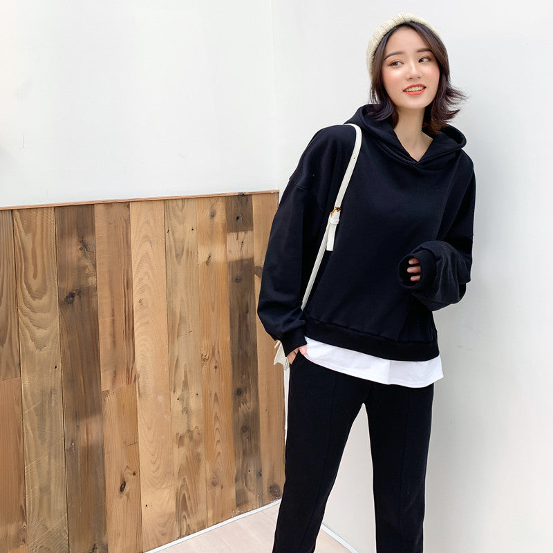 Damen komfortables Freizeit-Ensemble mit lässigem Hoodie und schmal geschnittenen Jogginghose Drune
