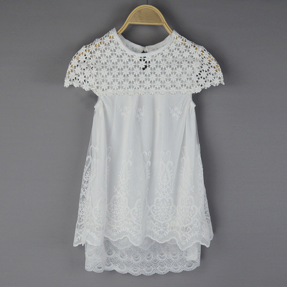 Damen Spitzenkleid mit floralem Design und ausgestelltem Saum Drune