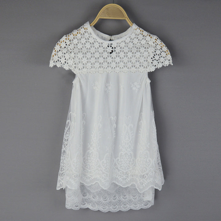 Damen Spitzenkleid mit floralem Design und ausgestelltem Saum Drune