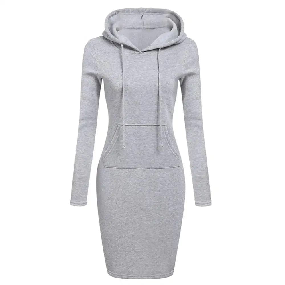 Drune | Hoodie Kleid - Lange Ärmel - Verstellbare Kapuze - Kängurutasche - Slim Fit
