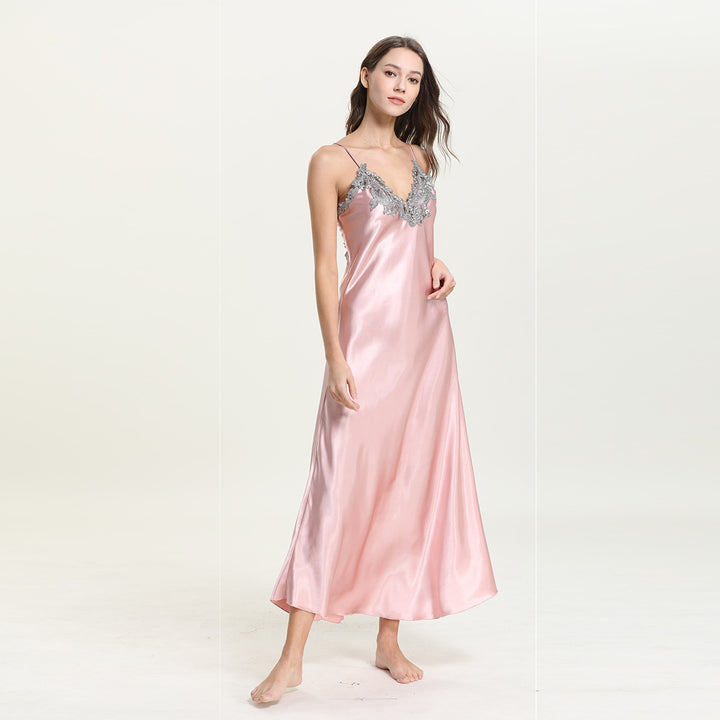 Damen elegantes Nachthemd mit filigraner Spitzenapplikation Drune