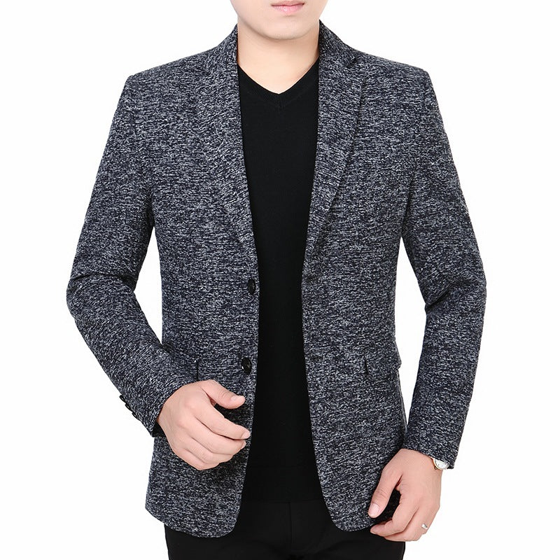 Herren Melierter Jersey-Blazer mit leichter Struktur und Zwei-Knopf-Silhouette Drune