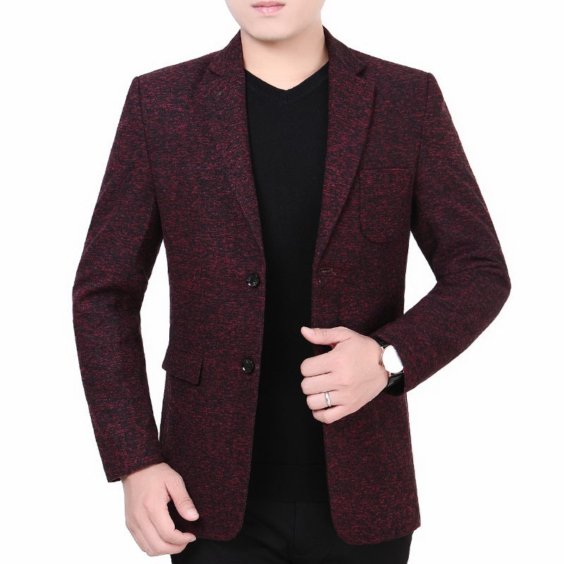 Herren Melierter Jersey-Blazer mit leichter Struktur und Zwei-Knopf-Silhouette Drune
