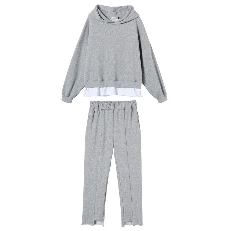 Damen komfortables Freizeit-Ensemble mit lässigem Hoodie und schmal geschnittenen Jogginghose Drune