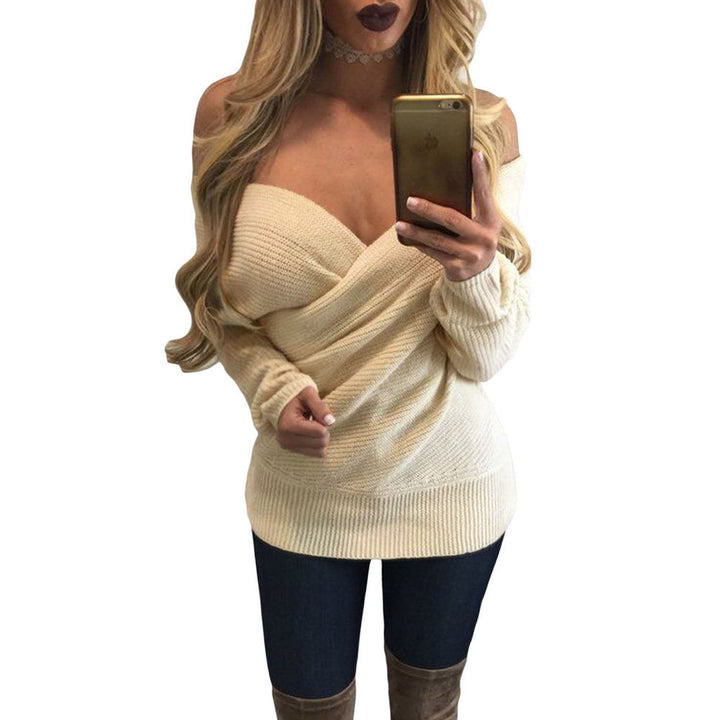 Damen Wickelkleid im eleganten Casual-Stil mit tiefem V-Ausschnitt und lockeren Ärmeln Drune