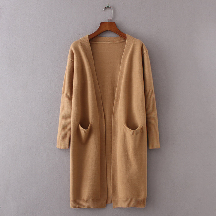 Damen Lange Strickjacke mit tiefen Taschen und offenem Schnitt Drune