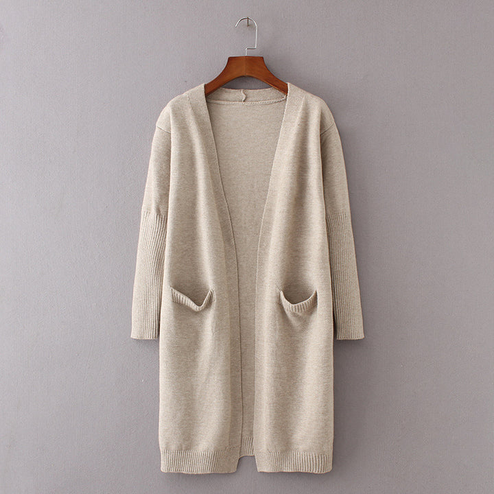 Damen Lange Strickjacke mit tiefen Taschen und offenem Schnitt Drune