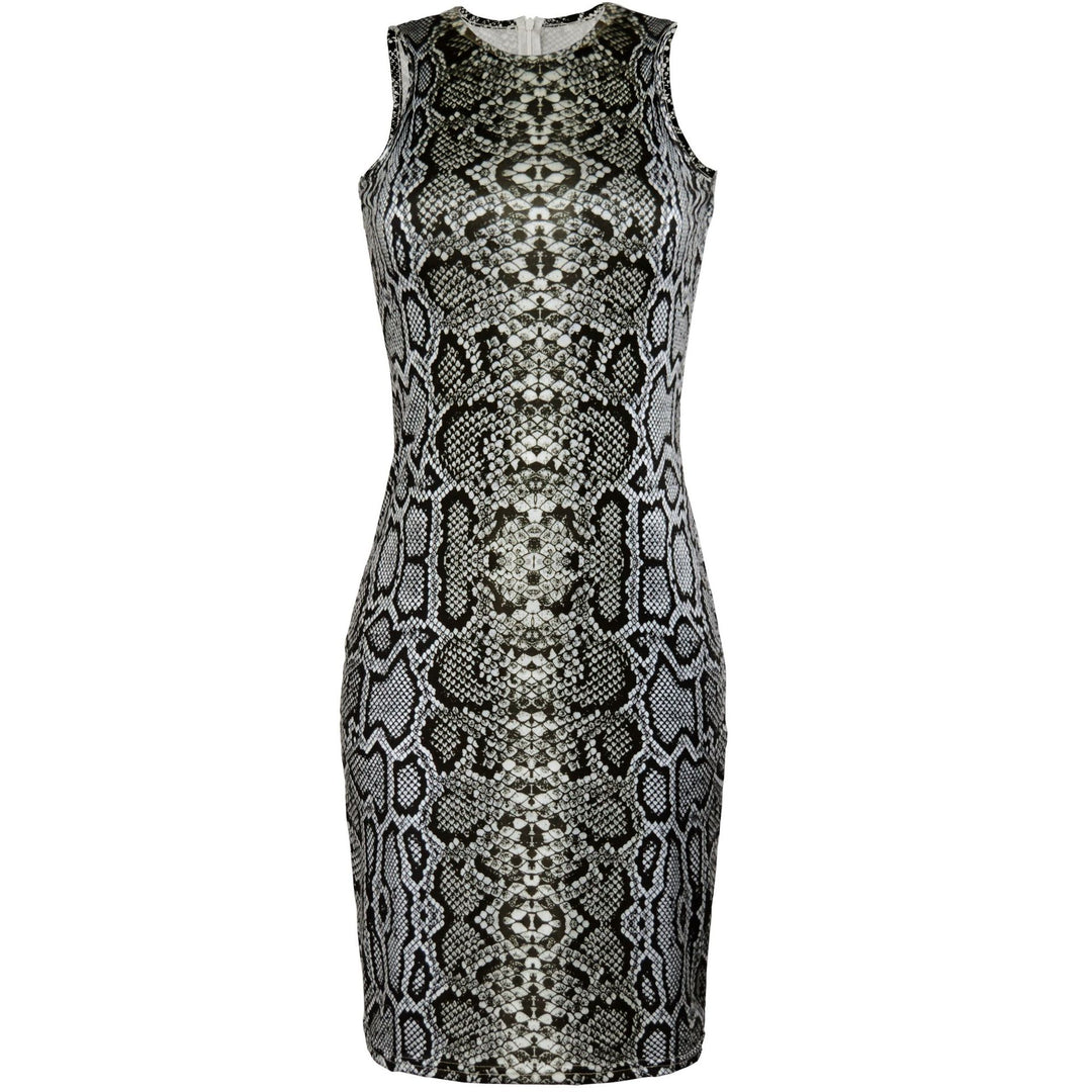 Damen Sexy Figurformendes Minikleid im Schlangenleder-Look Drune