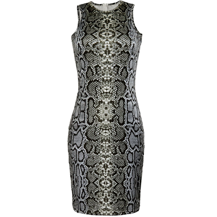 Damen Sexy Figurformendes Minikleid im Schlangenleder-Look Drune