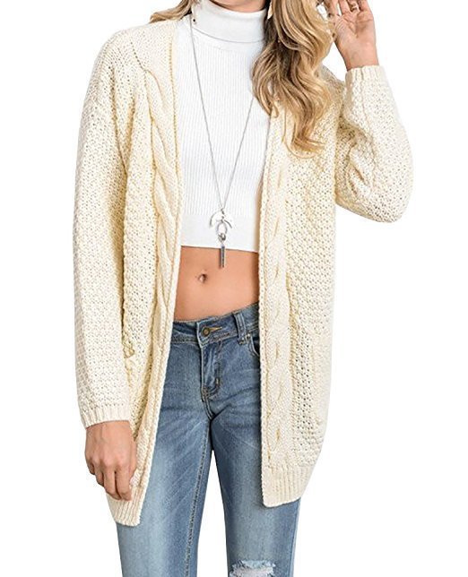 Damen Luftiger Strickcardigan mit offenen Taschen und lässigem Schnitt Drune