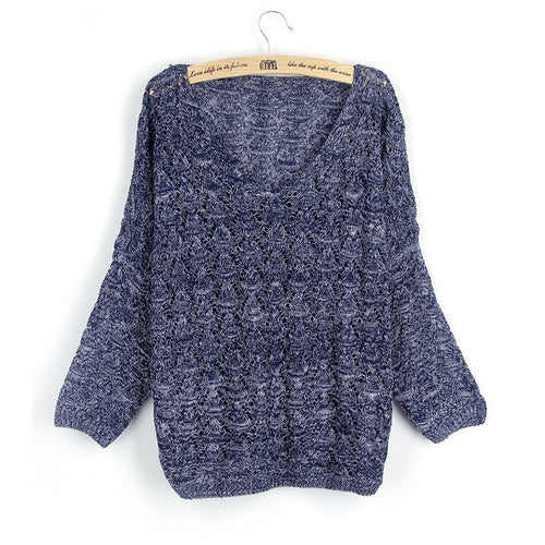Damen Strickpullover mit dekorativem Lochmuster und weit geschnittenen Ärmeln Drune