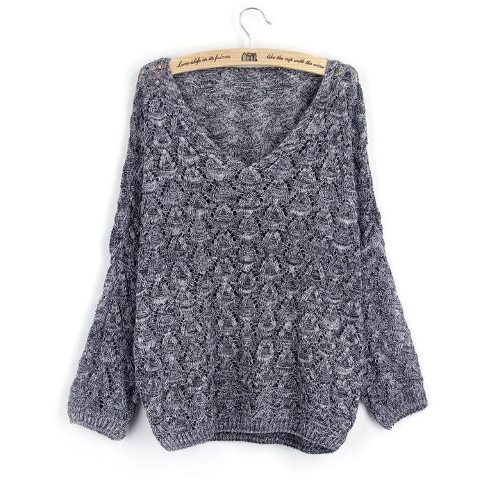 Damen Strickpullover mit dekorativem Lochmuster und weit geschnittenen Ärmeln Drune
