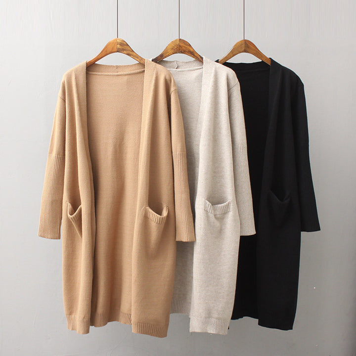 Damen Lange Strickjacke mit tiefen Taschen und offenem Schnitt Drune