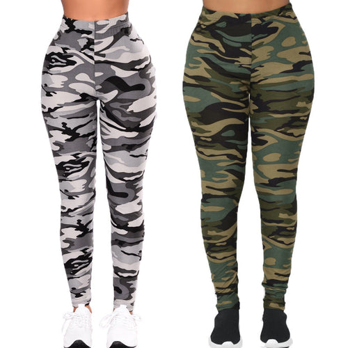 Damen Camouflage Fitness-Leggings im hochtaillierten Schnitt Drune