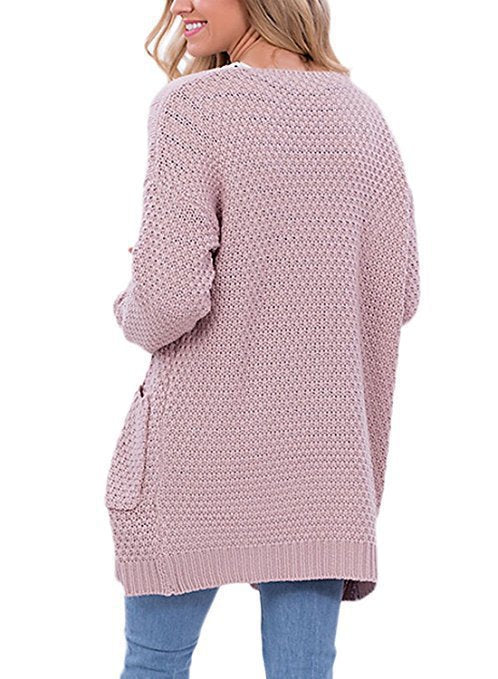 Damen Grober Strickcardigan mit offener Front und praktischen Taschen Drune