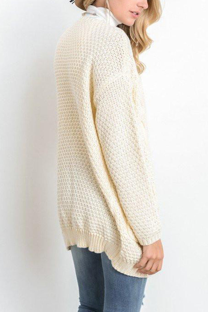 Damen Grober Strickcardigan mit offener Front und praktischen Taschen Drune
