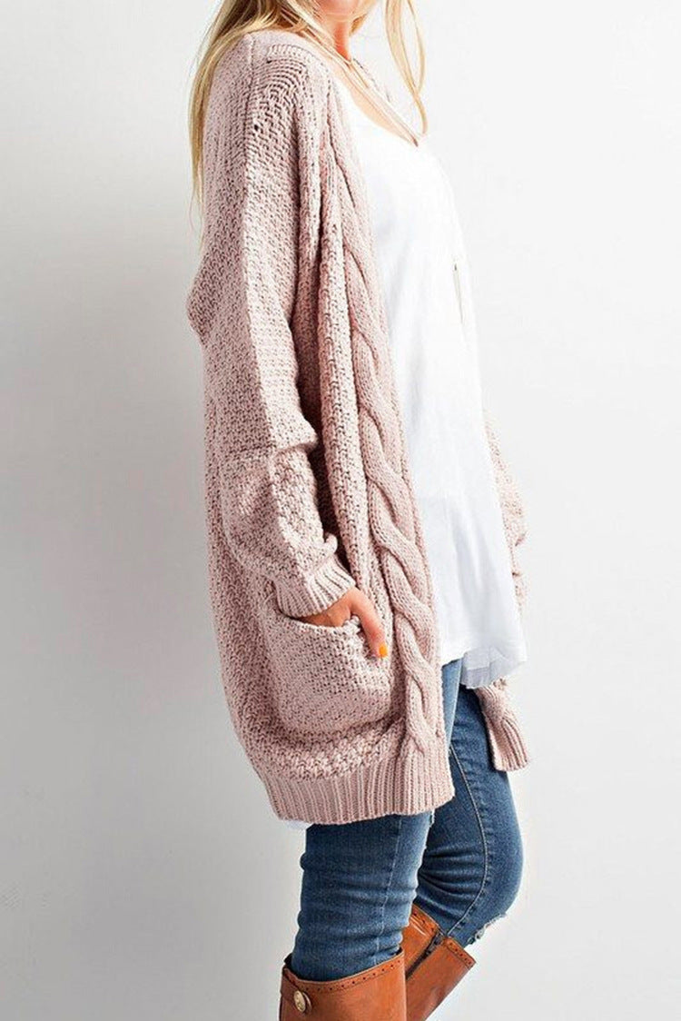 Damen Grober Strickcardigan mit offener Front und praktischen Taschen Drune