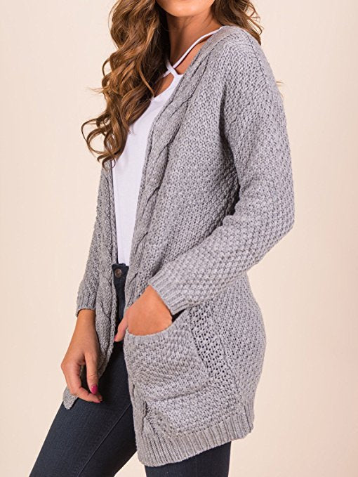 Damen Luftiger Strickcardigan mit offenen Taschen und lässigem Schnitt Drune