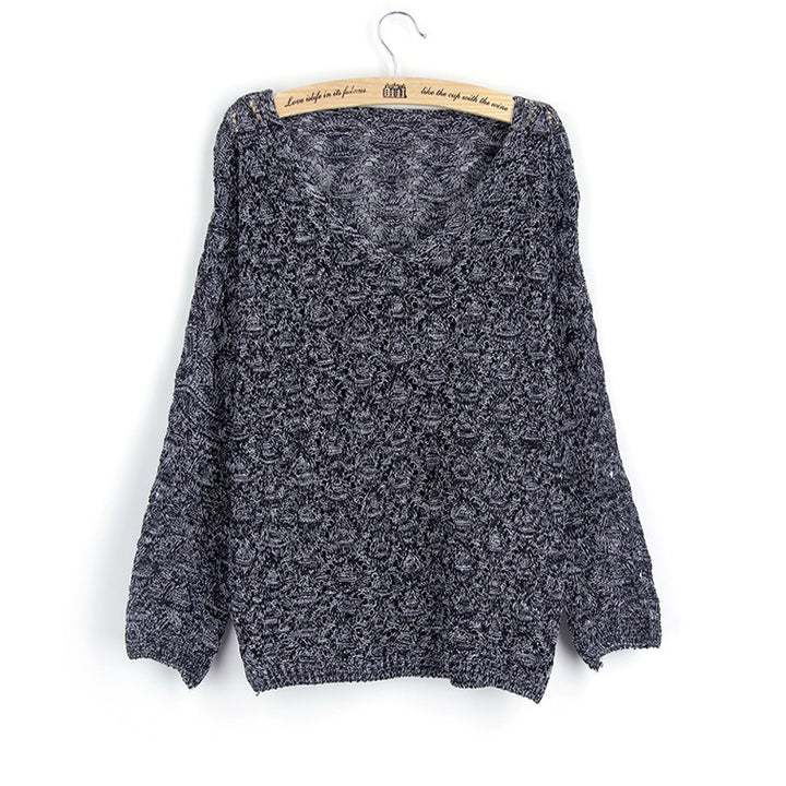 Damen Strickpullover mit dekorativem Lochmuster und weit geschnittenen Ärmeln Drune