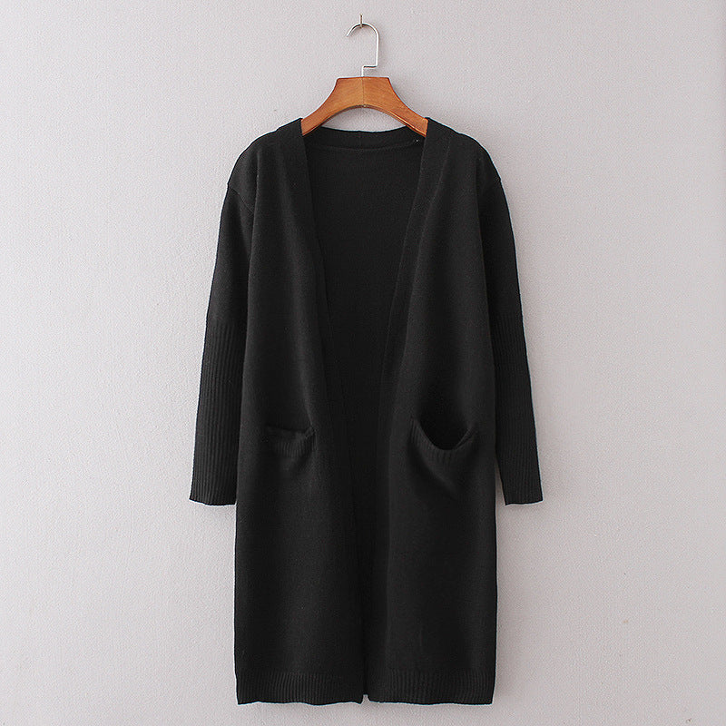 Damen Lange Strickjacke mit tiefen Taschen und offenem Schnitt Drune